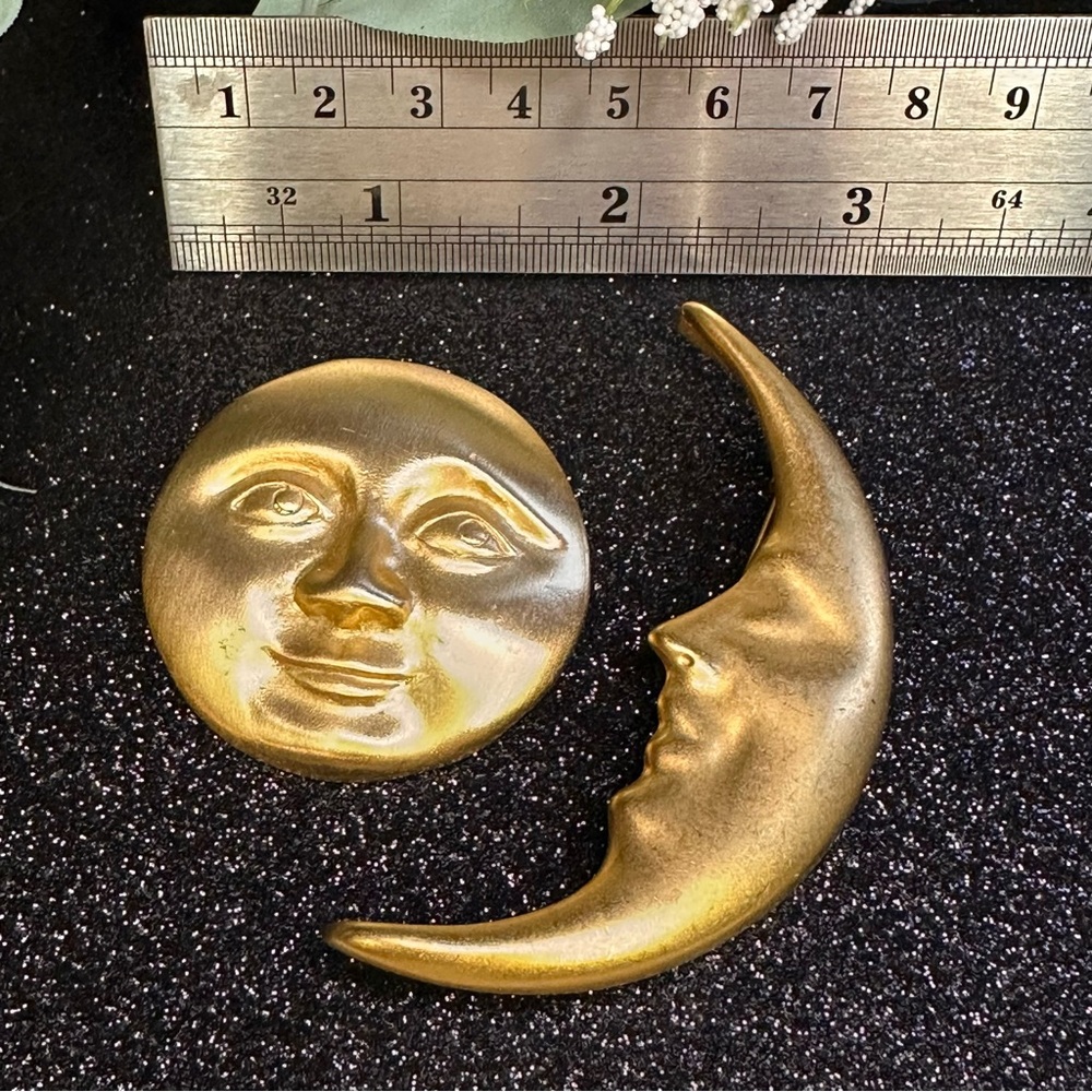 Vintage Modernist Moon Brooches - Picture 2 of 3